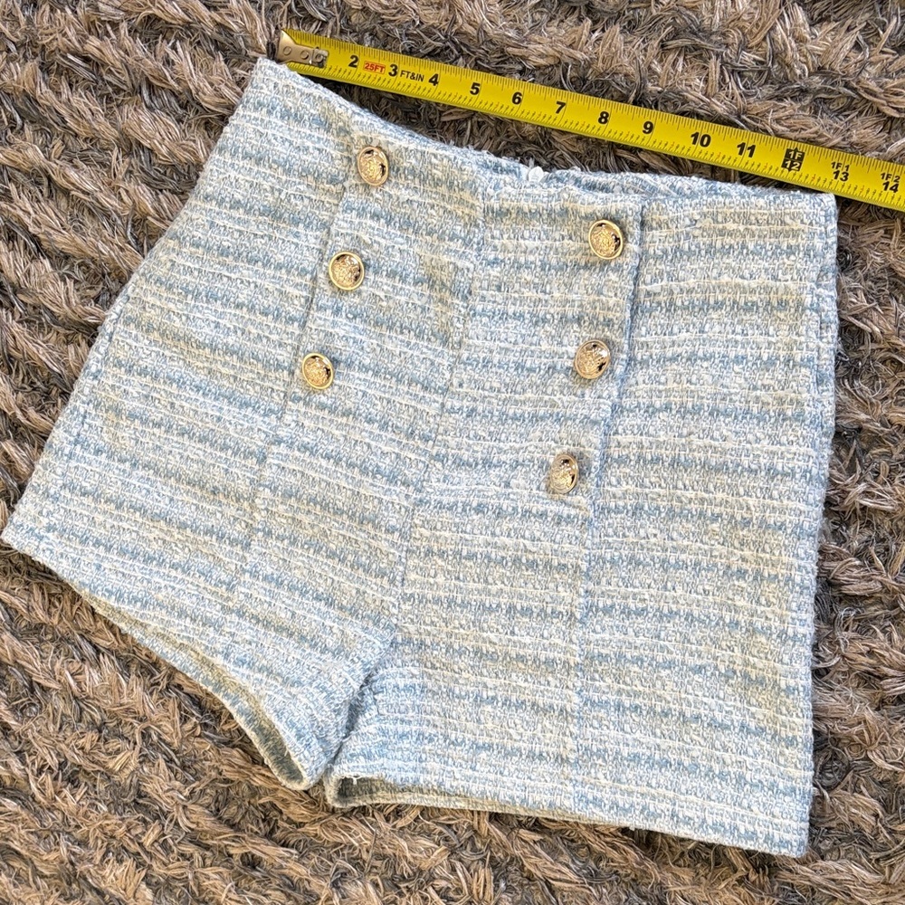 Cropped Tweed Jacket & High-Waist Shorts in Sky Blue, Size S - Picture 11 of 11